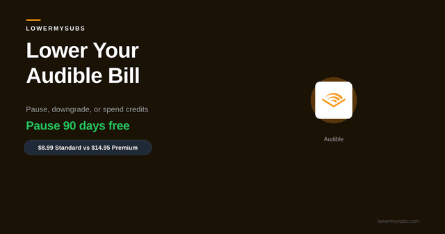 Audible membership savings breakdown showing the pause option, 2026 plan prices, and what happens to credits when you cancel